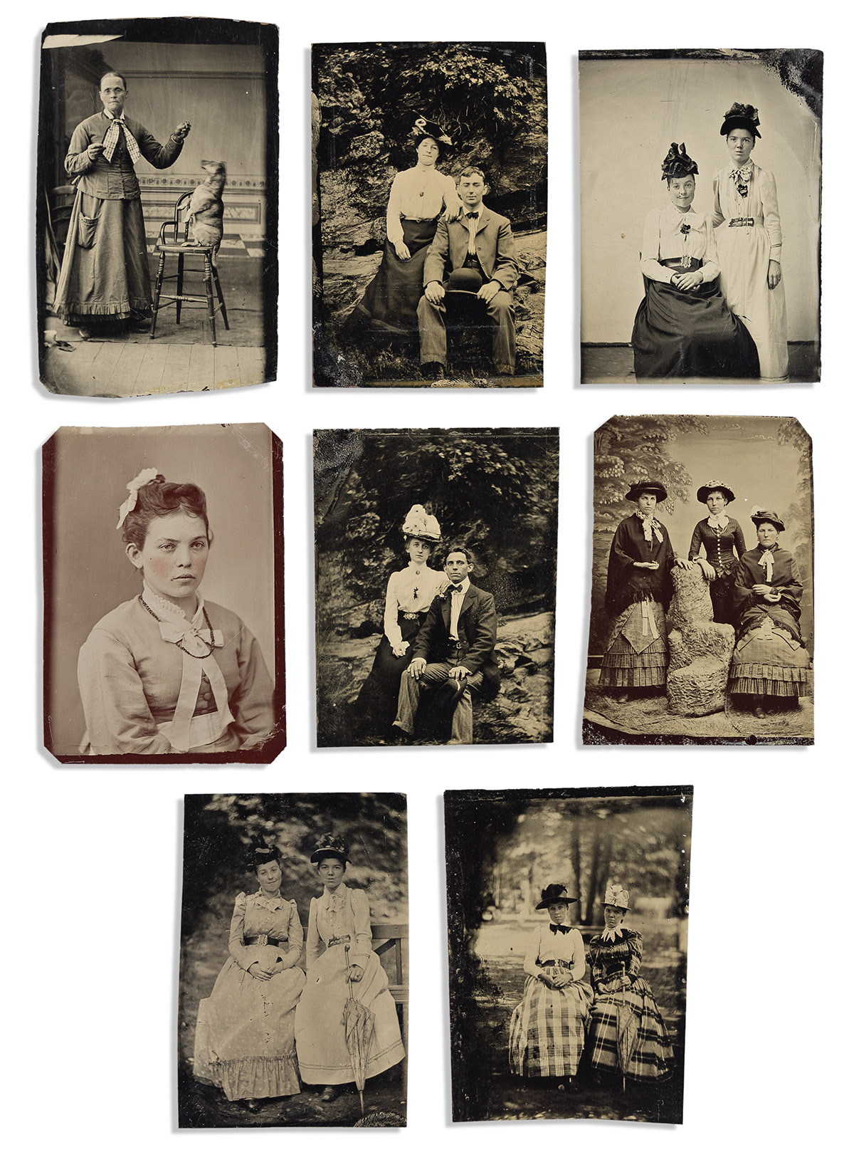 Tintypes, Eight Sixth-plate Images of Women.